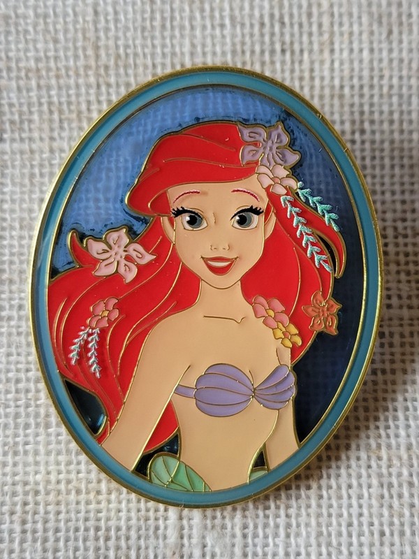 Loungefly Disney Princess Ariel Little Mermaid Stained Glass Floral Portrait Pin