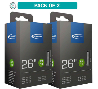 Schwalbe Standard Tubes - 26 x 1.50-2.50'', 40mm Schrader Valve, Pack of 2