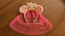 Disney Parks Minnie Mouse Ears Pink Princess With Veil And Crown