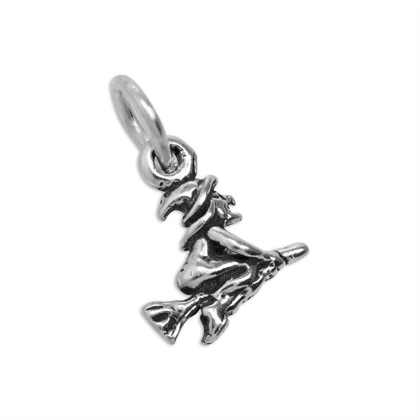 Klein Sterlingsilber Hexe Auf Besen Charm AnhäNger-image
