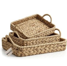 Set of 3 Handwoven Water Hyacinth Storage Nesting Baskets - BRAND NEW