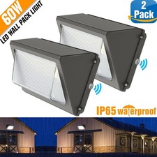 2 Pack 60W LED Wall Pack Lights Dusk to Dawn Garden Yard Outdoor Lighting 5000K