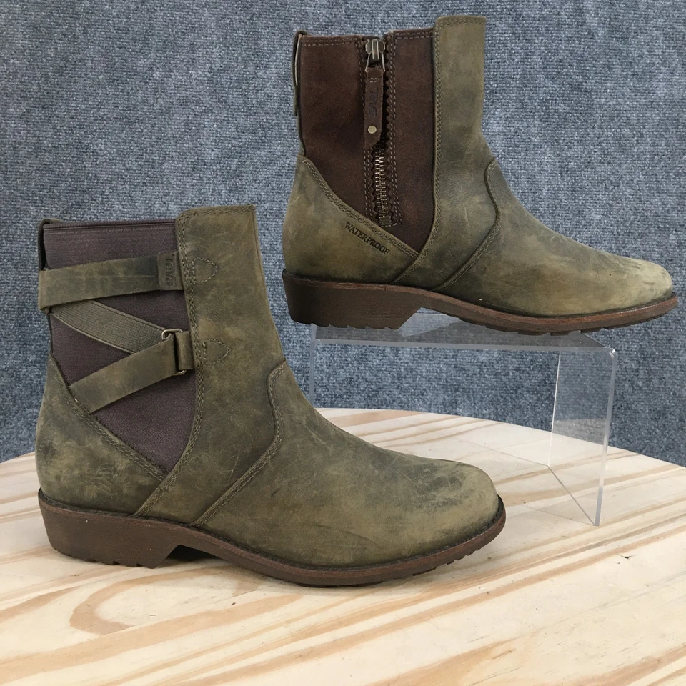 Botas Teva Mujer 7.5 M Verde Oliva Ellery Chelsea Cuero Impermeables SN1103224 Foto 2 de 4