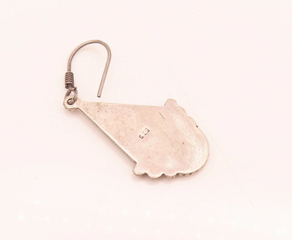 925 Silver Vintage Twisted Rope And Coral Chandelier Earrings EG12432 - Image 3 of 4