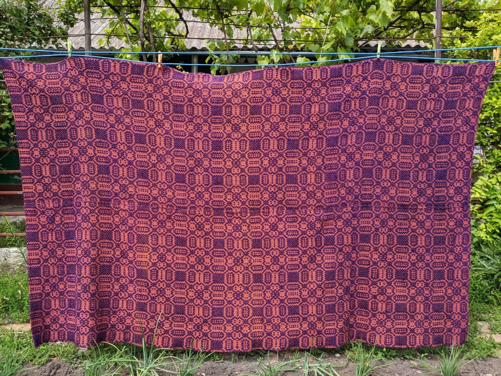 Handmade Wool Woven Bed Cover Purple Moldavian Bessarabian 1983 Bezpłatne ogólnokrajowe, wybuchowe zakupy