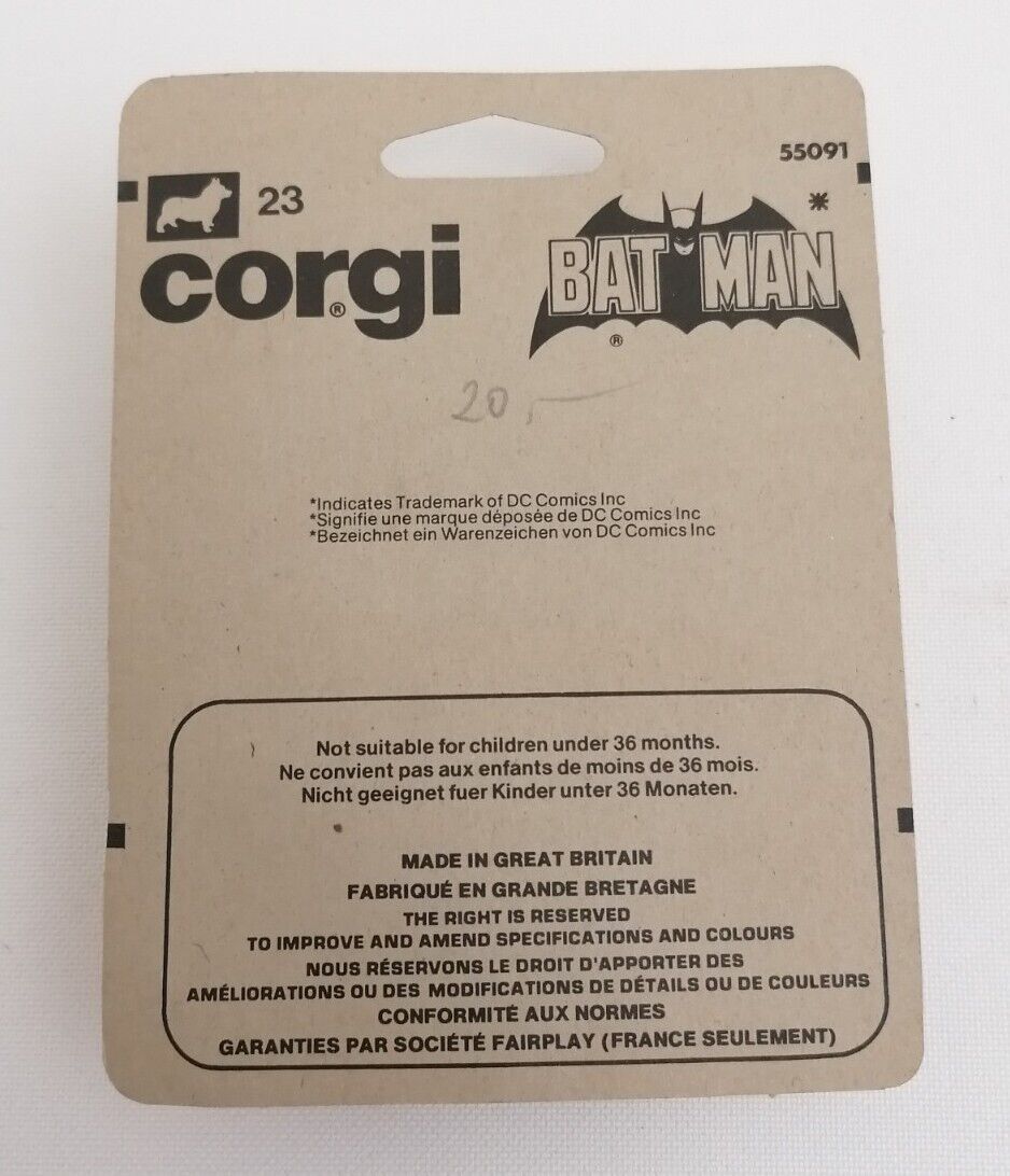Corgi Junior Batman 23 Batbike 1:64 Carded (Seal broken) Die-Cast Vintage 1979