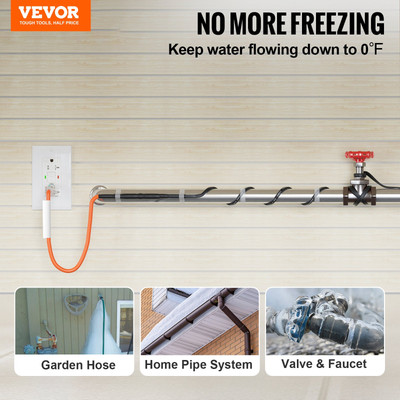 Self-Regulating Pipe Heating Cable 40FT - 5W/FT Heat Tape with Built-in Thermost