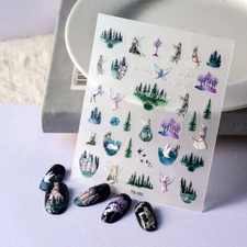 5D Embossed Magic Fairy Forst Castle Nail Art Stickers Self Adhesive TS153 NH27