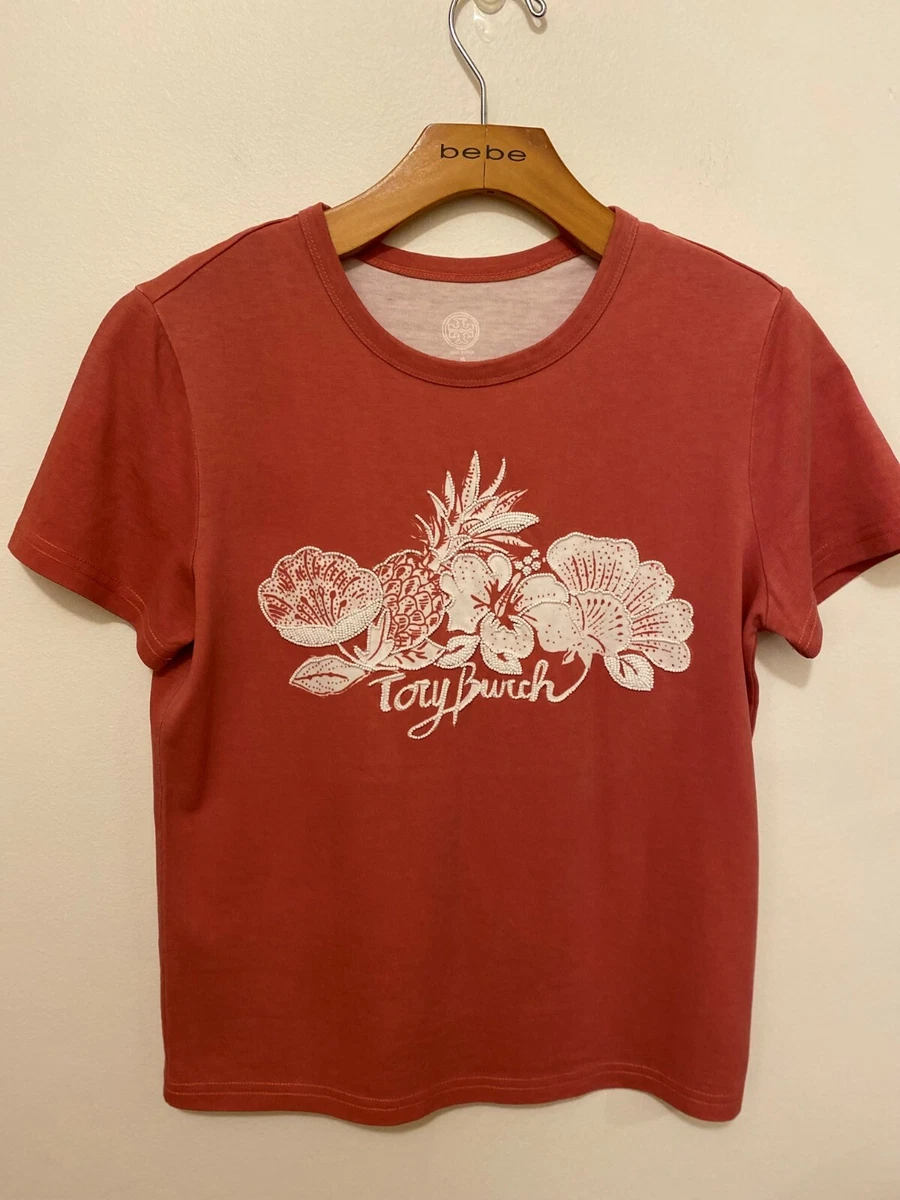 Tory Burch Women s Women s Embroidered T Shirt Color Orange Size S