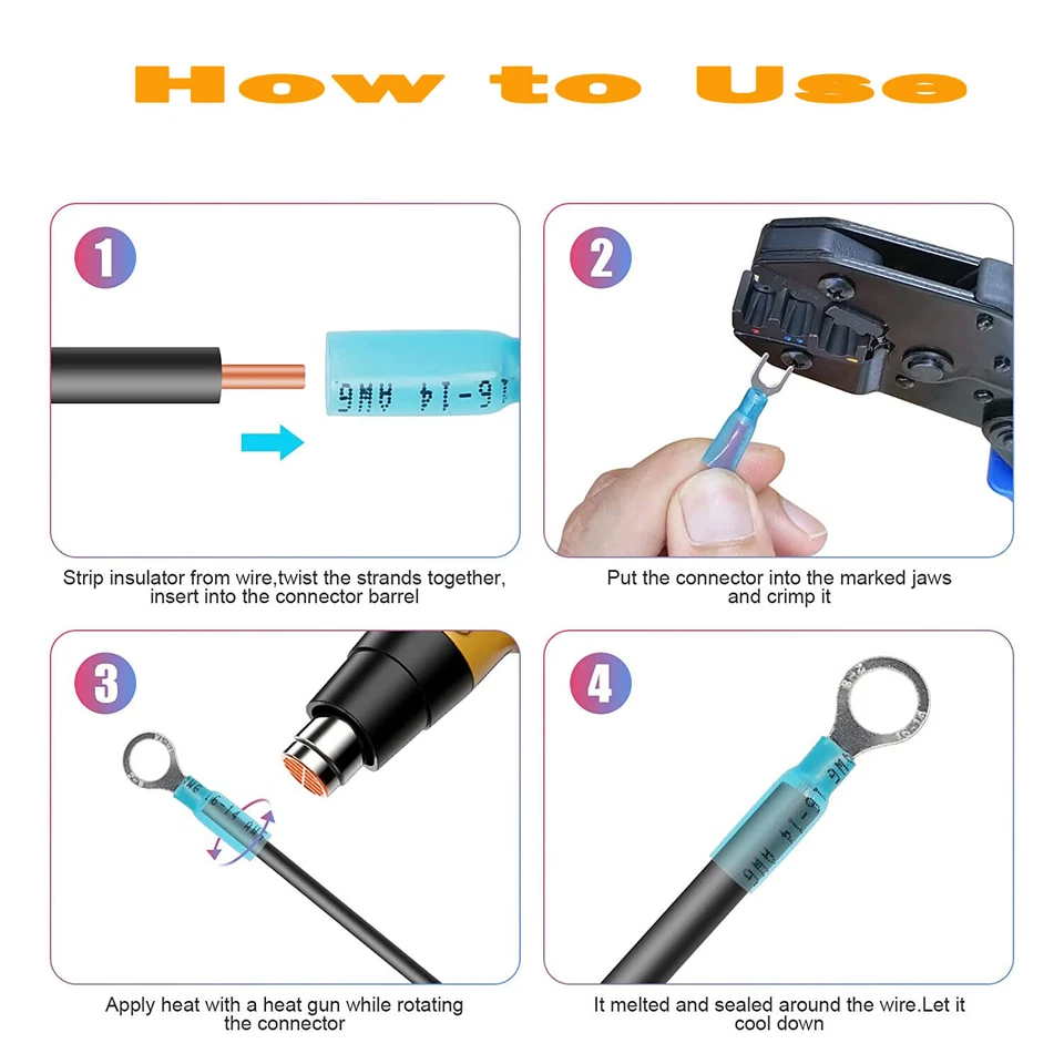 240pcs Waterproof  Wire Connectors Heat Shrink Marine Automotive Terminals kit - Image 4 of 4