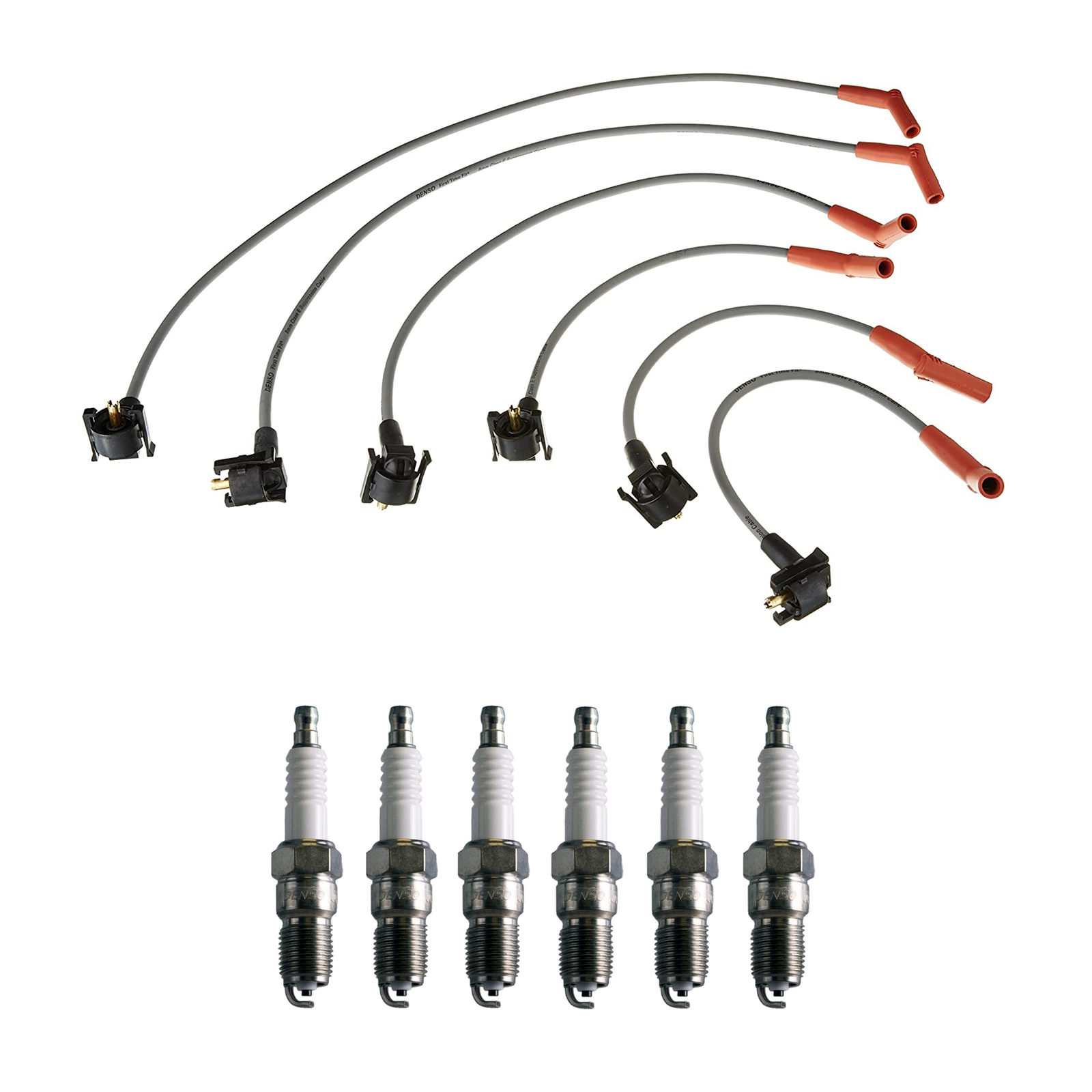 Denso Wire Set 8mm  6 U-Groove Spark Plugs 0.06 Kit For Ford Mazda 4.0 V6 VIN X