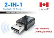 2 in 1 USB Bluetooth 5.0 Adapter Transmitter Receiver 3.5mm AUX for Car Music,TV