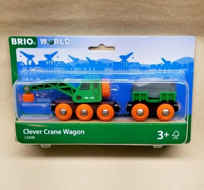 Wooden Train Track BRIO Wooden Crane Train Set Magnetic Wagon