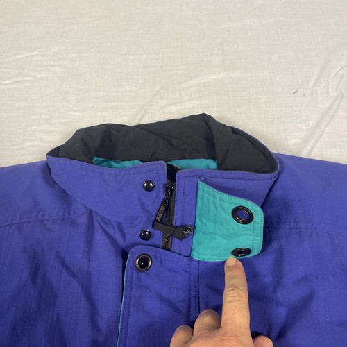 Vtg 90s Eddie Bauer Jacket Mens Large L/G Cobalt Blue Teal Goose Down Puffer - Picture 5 of 12