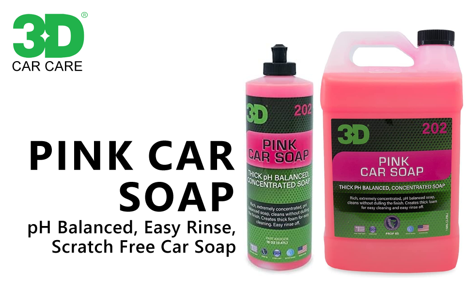 3D PINK Car Wash Soap16oz/64oz/1GpH BalanceConcentrate High Foam