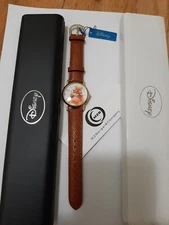 Winnie The Pooh Watch Leather Band MZB Hard Case Vintage Disney 