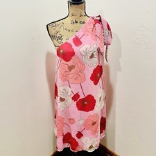 Women Express Pink Floral Flowy One Shoulder Mini Dress Size L