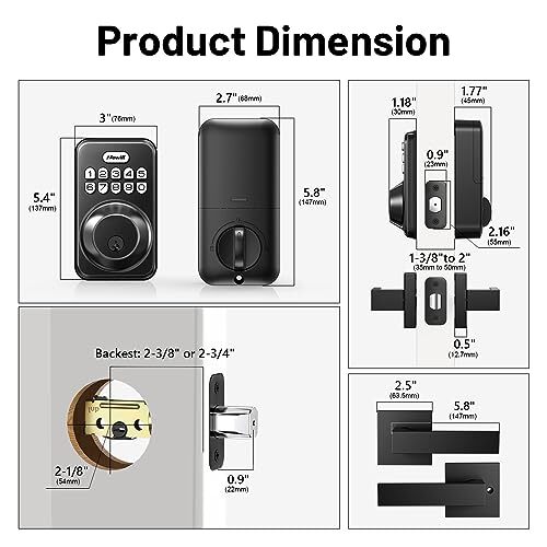 Keyless Entry Door Lock With 2 Lever Handles Electronic Keypad Deadbolt ...
