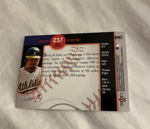 JASON GIAMBI 2002 FLEER TRIPLE CROWN BASEBALL CARD # 257 D1952 - Picture 2 of 2