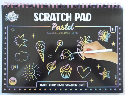 Kratzbuch Magischer Pastell Kratzblock 24 Blatt Kratzpapier DIN A4 Scratch Book