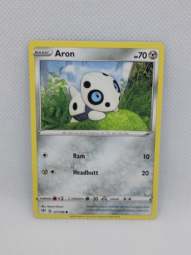 Aron 121/189 Pokemon Darkness Ablaze Common Metal New Fresh Pack