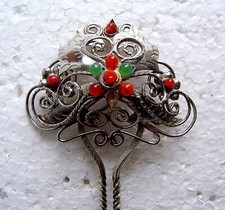 Vintage hair comb in gold tone metal scroll work NO US IMPORT FEE