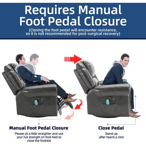 Swivel Rocker Recliner Chair Manual Glider Rocking Recliner with Heated Massage - Picture 42 of 45