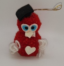 Vintage Novelty Stuffed Pom Pom Graduate Owl