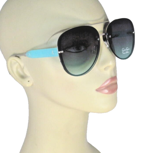JESSICA SIMPSON Womens Silver & Aqua Teardrop Aviator Sunglasses J6354-SLVAQ - Picture 4 of 9