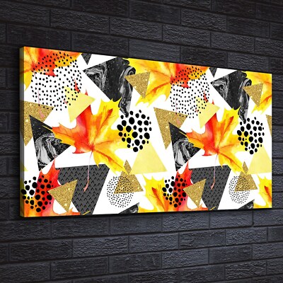 Canvas Wandbild Leinwand Bilder 140x70 Geometrische Herbst Dreiecke bunte