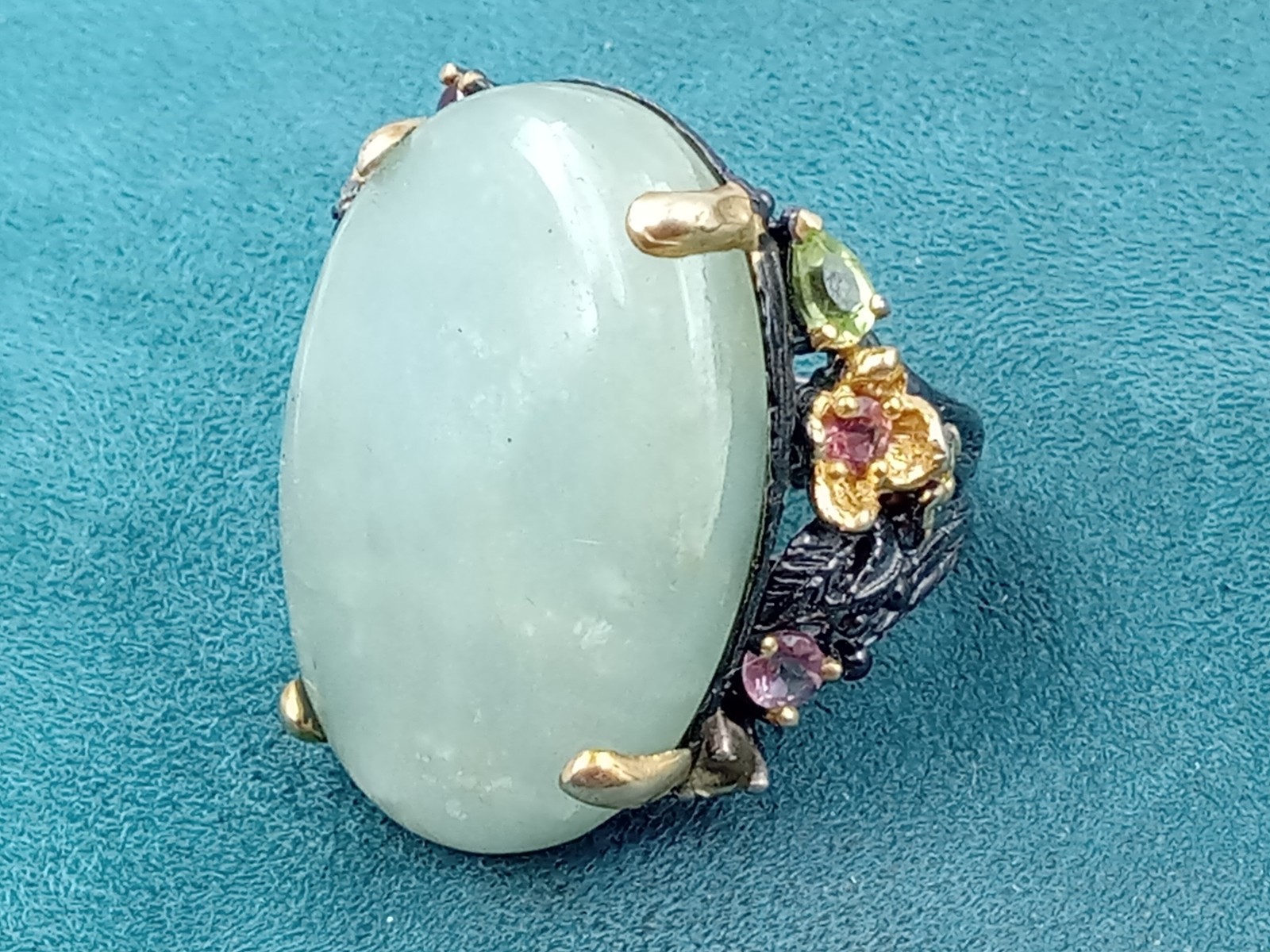 STATEMENT Blackened Sterling Silver Ring Gold Was… - image 3