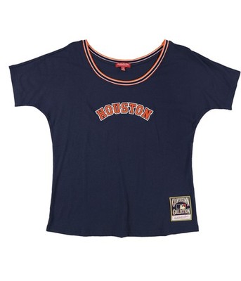 Mitchell & Ness Womens Houston Graphic T-Shirt, Blue, Medium