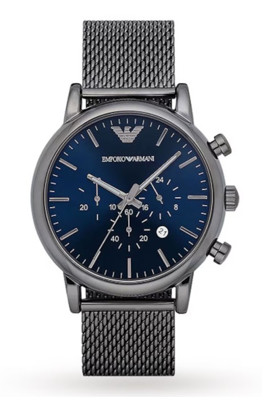 Emporio Armani Grey Mesh Blue Dial Gents Watch AR1979