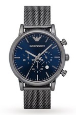 Emporio Armani Grey Mesh Blue Dial Gents Watch AR1979