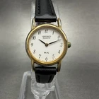 Seiko SX Watch Women 20mm White Dial Gold Tone Round 2Y00-0A10 New Battery AKKOE