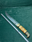 Large Vintage Custom Fixed Blade Bowie Knife 14" Bone Handle Brass Eagle Pommel — photo 9
