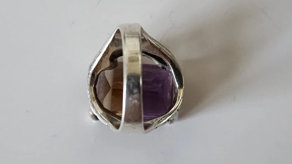 Anillo Ametrino Vintage Talla 8 Plata de Ley 925 Foto 3 de 4