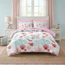 5 Pcs Comforter Set Twin Size, Ocean Sea Coral Bedding Set for Kids and Adult...