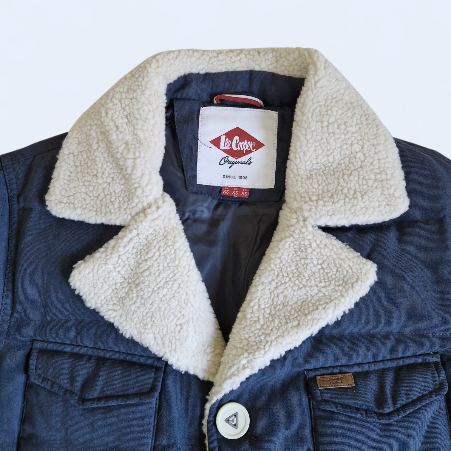 Lee Cooper Jacket Navy with Sherpa Collar Size:  XS image 3