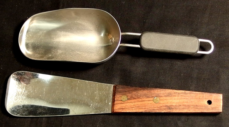 Pair of Stainless Steel Kitchen Tools--Handled Ice Scoop & Flat Ice Cream Shovel