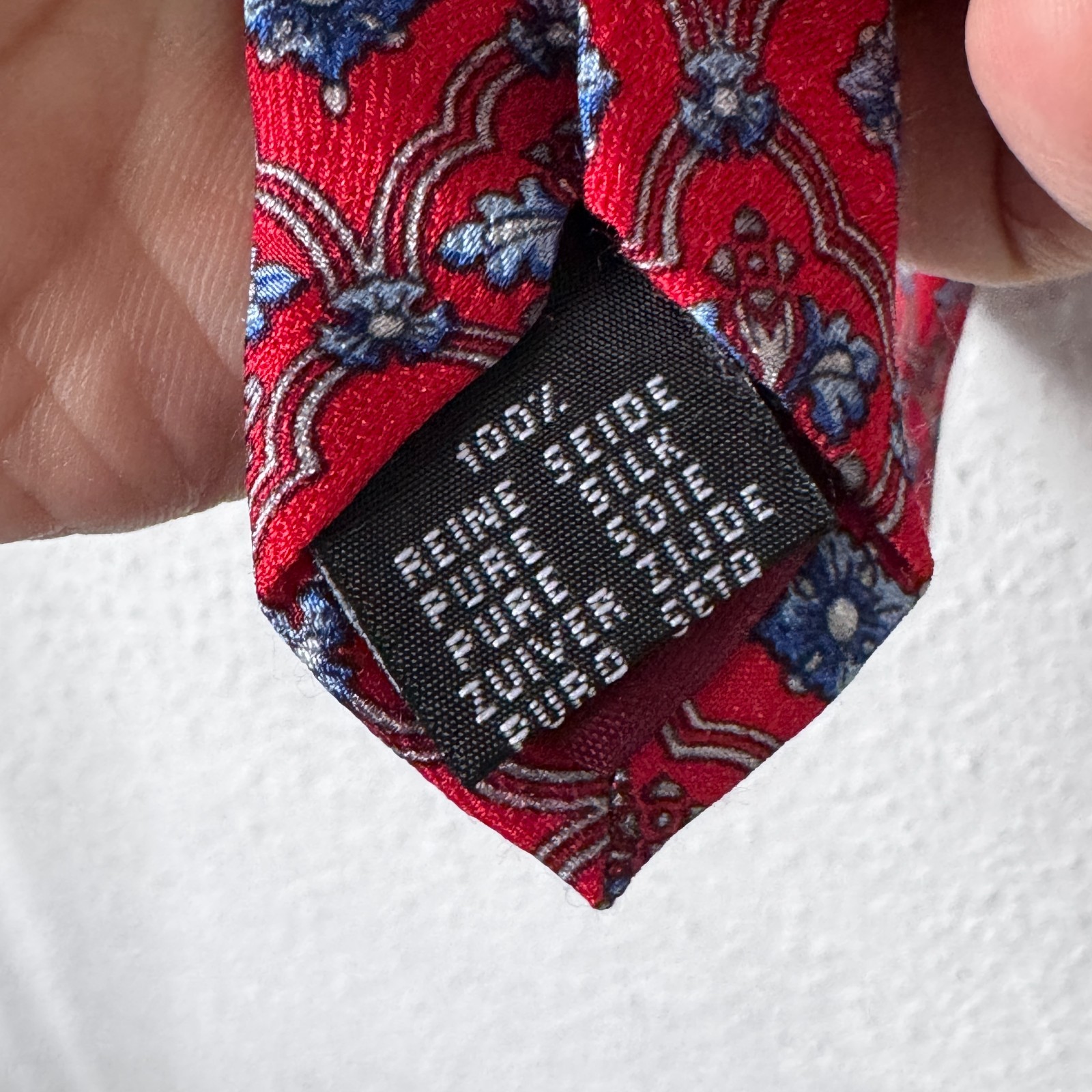 Walbusch Red Geometric Silk Tie | Vintage Pattern, 100% Pure Silk image 6