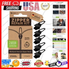 Zipper Pull Replacement - 5pcs, Black, Narrow - Instant Zipper Replacement Sl...