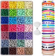 1820PCS 6mm Acrylic Round beads For Jewelry Making,28 Candy Colors Assorted P...