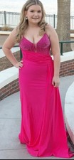 COLORS Size 10 Prom Dress Hot Pink W/rhinestones
