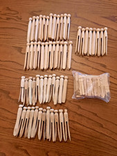 Lot Wooden Clothes Pins, 100+ Vtg Primitive Slotted Forster Baby Made in USA