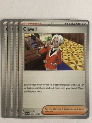 Pokemon TCG Paldea Evolved 4x Playset Clavell 177/193 Near Mint