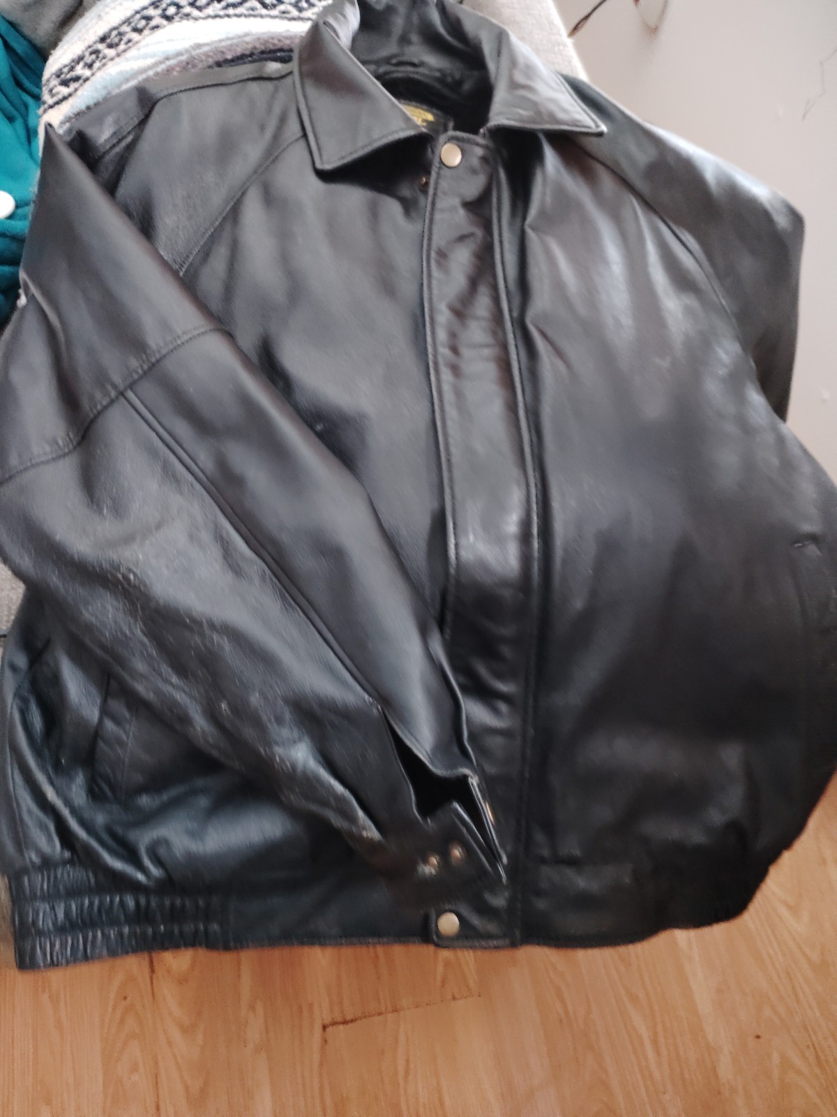 Moore Black Leather Mid-Length Button Jacket Men'… - image 4