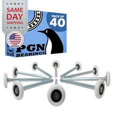  40 White Garage Door Rollers Replacement 2" Nylon Wheels / 7" Stem 