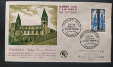 Enveloppe Premier Jour Timbre Église St Philippe N° 986 Oblitéré Tournus 1954