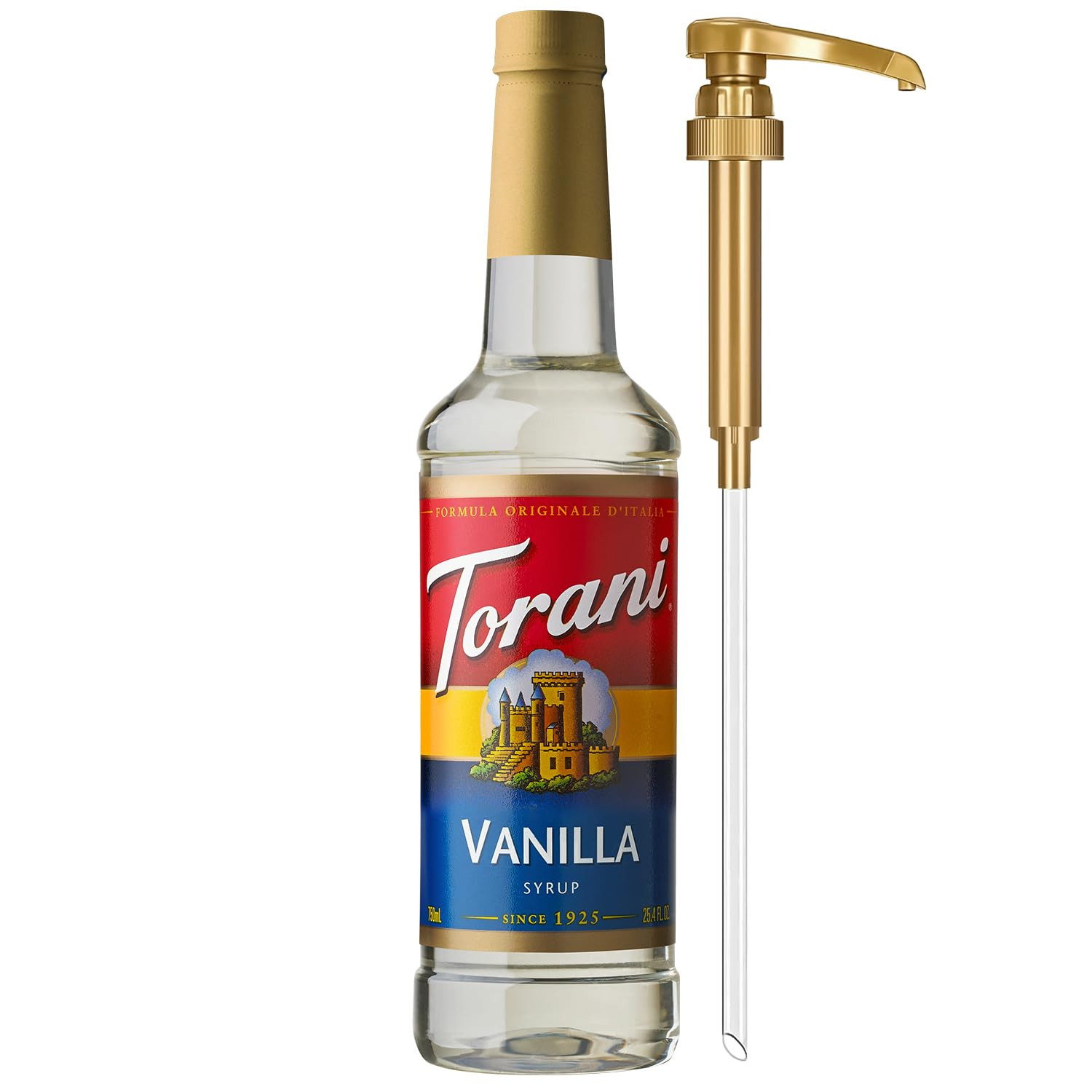 Coffee Syrup, Vanilla Flavored Syrup for Drinks, Pump Included, 25.4 Fl Oz